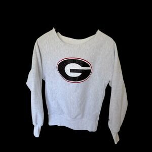 90's Champion Reverse Weave Georgia Bulldogs Cut Neck Sweatshirt Grey XS/S